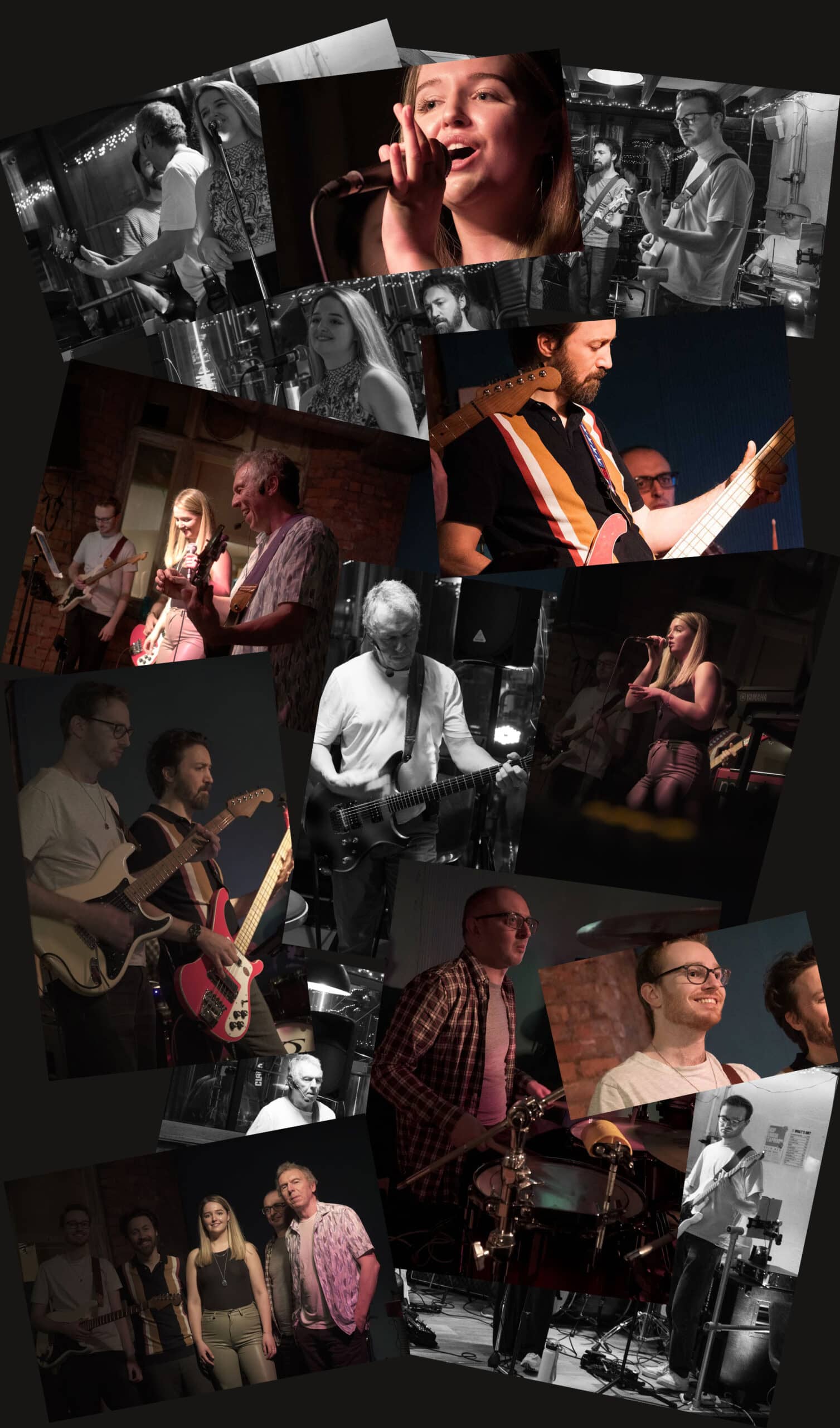 The Quick Exit Band playing at various gigs - photo montage The Quick Exit Band playing at various gigs - photo montage